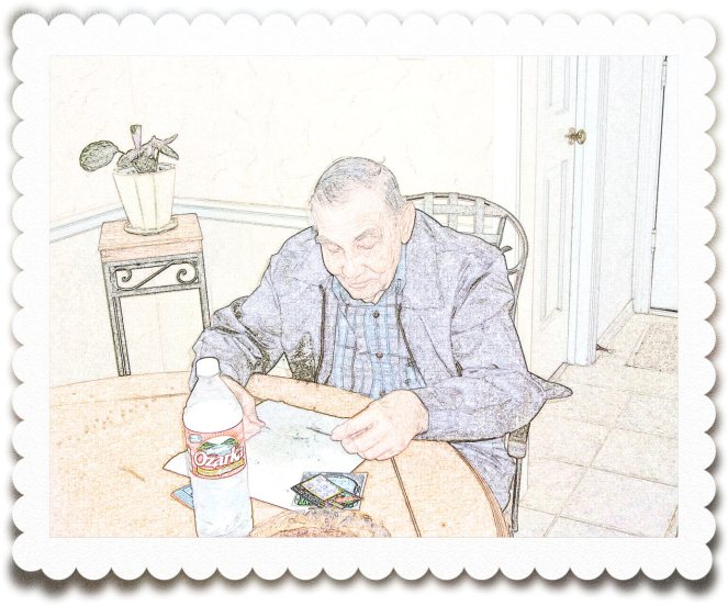Gramps enjoying scratch off games