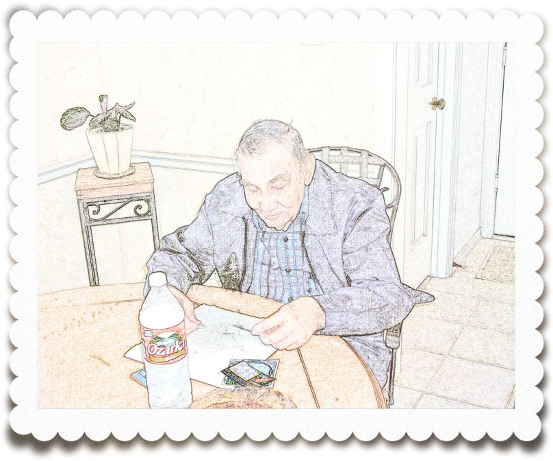 Gramps enjoying scratch off games