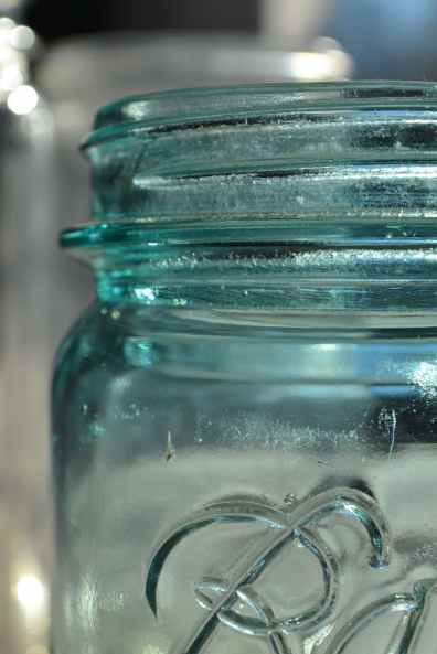 blue glass jar