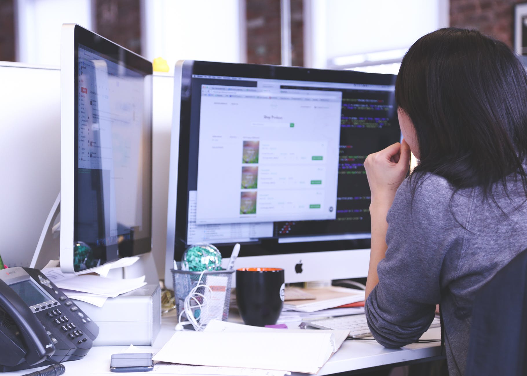 working woman person technology
